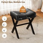 18-inch Leather Dressing Stool With Metal Legs With Thick Saddle Seat Black