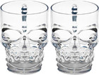 Skull Face Beer Mug Drinking Glasses With Handle  Set Of 2  Heavy Base Funny Ent