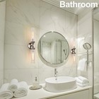 2-light Brushed Nickel Vanity Light Rippled Glass Wall Sconce Bathroom Fixture