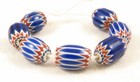 7 Old Venetian Six Layer Blue Chevron Glass African Trade Beads D