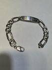 Solid Italian 925 Sterling Silver Figaro Men   s Id Bracelet 9 25    61 7grs  12 5mm
