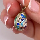 Antique Imperial Russian Cloisonn   Enamel Egg Pendant C1890s 84 Zolotnik Silver
