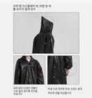 Men Black Waterproof Long Raincoat Hooded Trench Jacket Outdoor Hiking Rain Coat