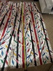 A Pair Of Vintage Cotton Blend Curtains With A Geometric Stripe Pattern  1980   s
