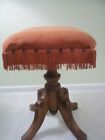 Antique Piano Organ Swivel Upholstered Stool Oak Base W tassles Mass usa