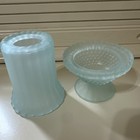 Vtg Blue Satin Frost Glass Fairy Lamp Candle Holder Made In Taiwan