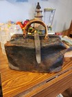 Vintage Antique Medical Doctor Bag Rare Pre 1900  Black Leather 