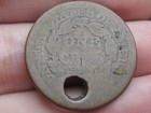 1853 Braided Hair Large Cent Penny- About Good Details  Holed For Necklace