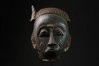 African Tribal Wood Mask Vintage Carved Baule Face Art Decorative Piece-5293