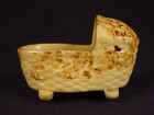Rare Small Antique Early 1800s Childs Cradle Rockingham Yellow Ware