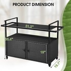 Outdoor Bar Cart Table Wicker Island Rolling Cart Wheeled Buffet Serving Cart