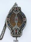 Antique Art Nouveau Hinged Jeweled Purse Of Leather   Ornate Filigree W  Tassel