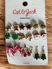 Cat   Jack Christmas Earrings 9 Pair Bow Star Heart Santa Tree Gingerbread Man