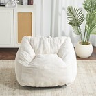 Ivory Corduroy Bean Bag Chair Armchair Style W  Memory Foam Compact Lounge Seat