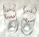 New X2  cheers   9 6oz Clear Stemless Wine champagne Flute Glasses