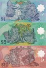 Brunei 1 5 10 Ringgit 1996-2008  P 22 23 24 Polymer Unc Set 3 Pcs