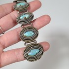 Vintage Faux Turquoise Bracelet Western Native American Silver Tone Clasp