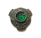 Antique Hatpin Green Glass Embossed Metal