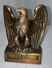 Vintage American Eagle 1776 Bookends Craftsman Heavy Brass Tone Set Philadelphia