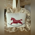 Country Primitive Horse Decor Hanging Pillow With Lace