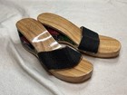 Vintage Hand Carved Painted Wooden Sandals South Pacific Tiki Beaded Slides Flaw