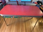 Vintage 1950s Chrome Dinette Set     Red Table   4 Chairs     Original Owner