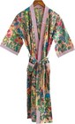 Indian Cotton Robe Long Kimono Sleepwear Peach Frida Printed Night Kimono Robe