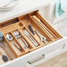 Natural 7 Compartment Drawer Organizer Brown expandable Kitchen Utensils storage