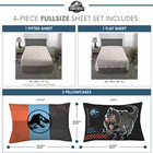 Jurassic World Full Sheet Set - 4 Piece Beige Kids Dinosaur Print Set  Brand New