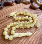 White Natural Baltic Amber 17 G  Islamic Prayer Rosary 9 Mm  33 Beads Tesbih