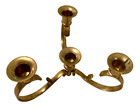 Heavy Brass Candle Holder Three Arms  4 Candles Hollywood Regency Approx 8x4 Vtg