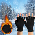 Thermal Knitted Fingerless Gloves Warm Winter Half Finger Gloves Men Women Soft