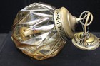 Vintage Hanging Anber Diamond Glass Globe Light Fixture  478 