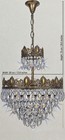 Antique French Brass   Crystal Chandeliers Light Fixtures 1960   s