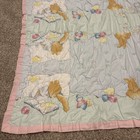 Vtg Daisy Kingdom Baby Crib Blanket Quilt Bear Duck Cat Pastel Book 49x44   
