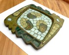 Vintage Modernist Salvador Teran Tray  404  Brass Glass Tiles Hand Wrought As Is