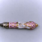 Heinrich Mau 800 Silver With Porcelain Handle 4 3 8  Dresden Souvenir Salt Spoon