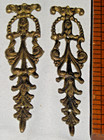 Pair Antique Gild Brass Furniture Pediments Decorative Applique Hardware 3 5 8   