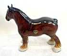 Large Vtg Styson China Porcelain Clydsdale Draft Horse Statue Label 7 75 t Mcm
