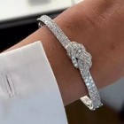 6ctw Round Cut Lab Created Diamond 14k White Gold Plated Knot Bangle Bracelet