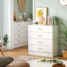 4-drawer Dresser Chest Of Drawers Bedroom Set White Metal Handles