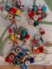 Vintage Lot Of 50 Wooden Sewing Threads Spools Various Sizes Colors   Brands
