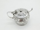 Early Victorian Sterling Silver Floral Pattern Mustard Pot Antique 1838 London