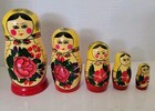 Russian Nesting Dolls Vintage Wood Matryoshka Babushka Set Of 5  4 1 2 Inch