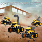 Construction Truck Toys - 4 Pack Excavator  Mixer  Crane  Dump Trucks Push And G