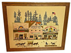 Charles Wysocki Vintage 80s Rainbow Saloon Crewel Old South Western Americana