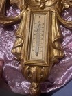Antique Style Italian Florentine Giltwood Lyre Barometer Thermometer Wallhanging