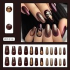 Fall Maple Leaf Press On Nails Medium Coffin Fake Nails Fall Press On Nails 1