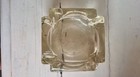 Vtg Heavy Square Clear Glass Ashtray Art Deco Style