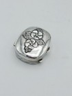 Vintage Sterling Silver Floral Pill Box 925
